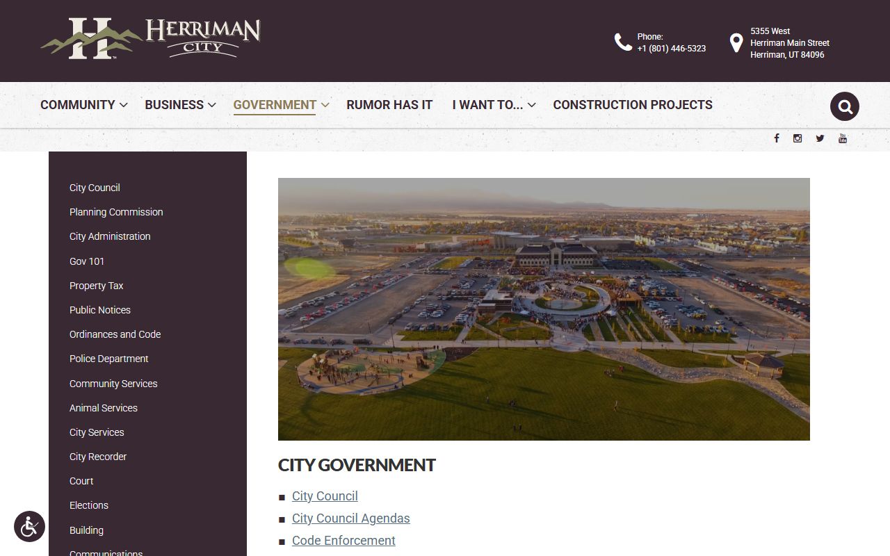 Herriman Marriage Records city government page
