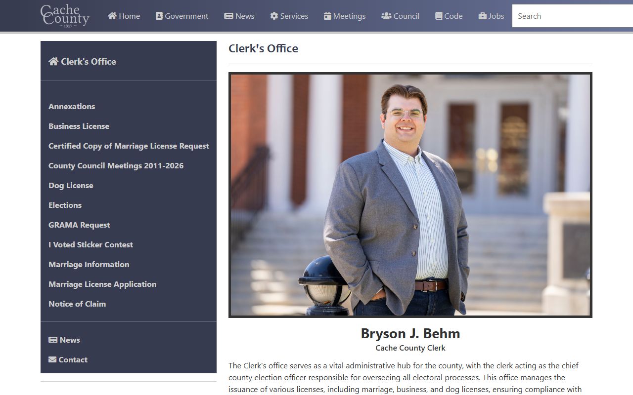 Logan Marriage Records Cache County Clerk page