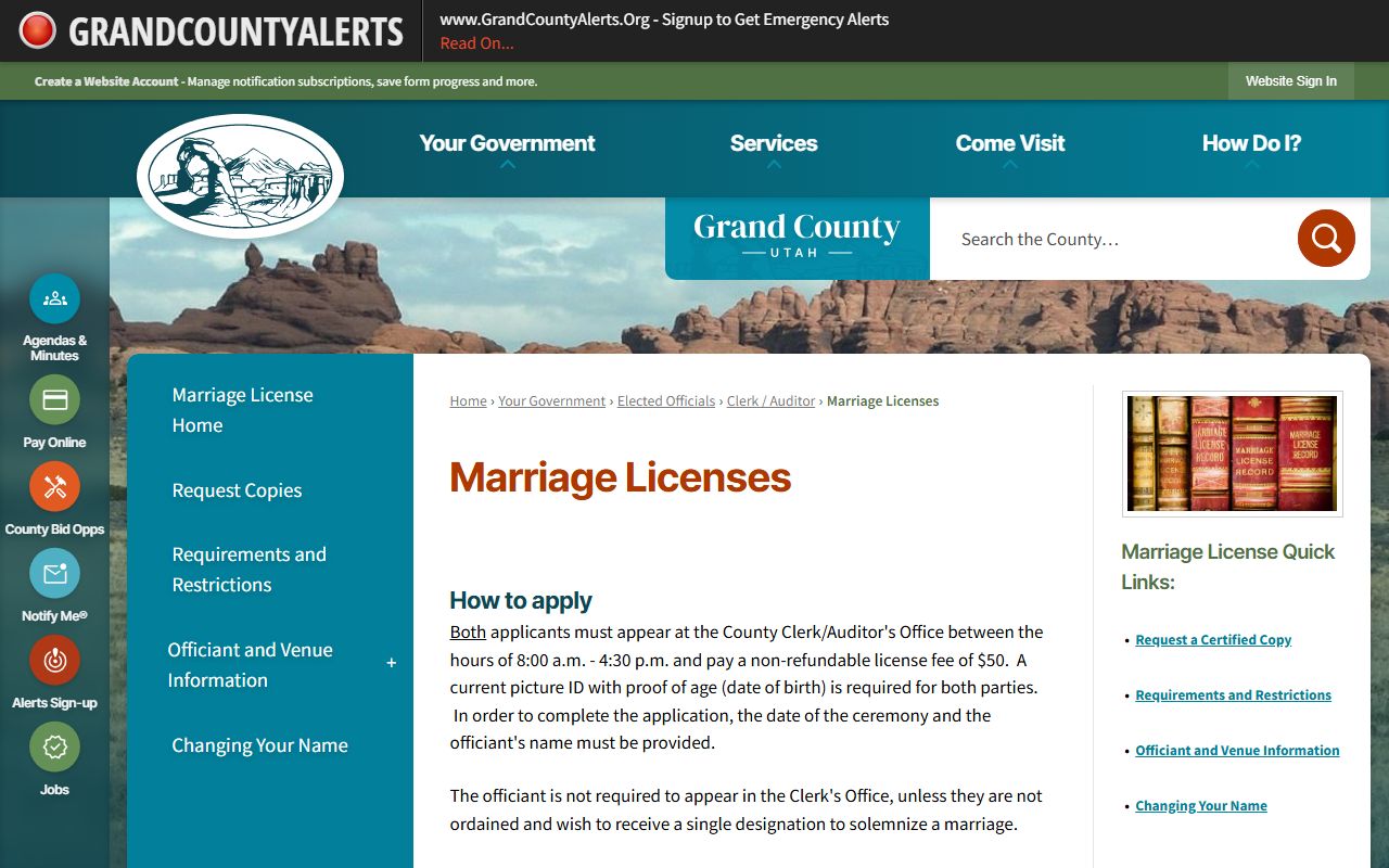 Grand County Marriage Records marriage licenses page