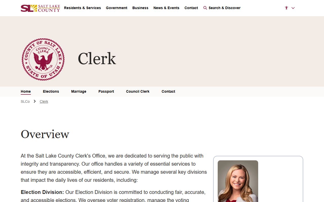 Salt Lake County Marriage Records county clerk page