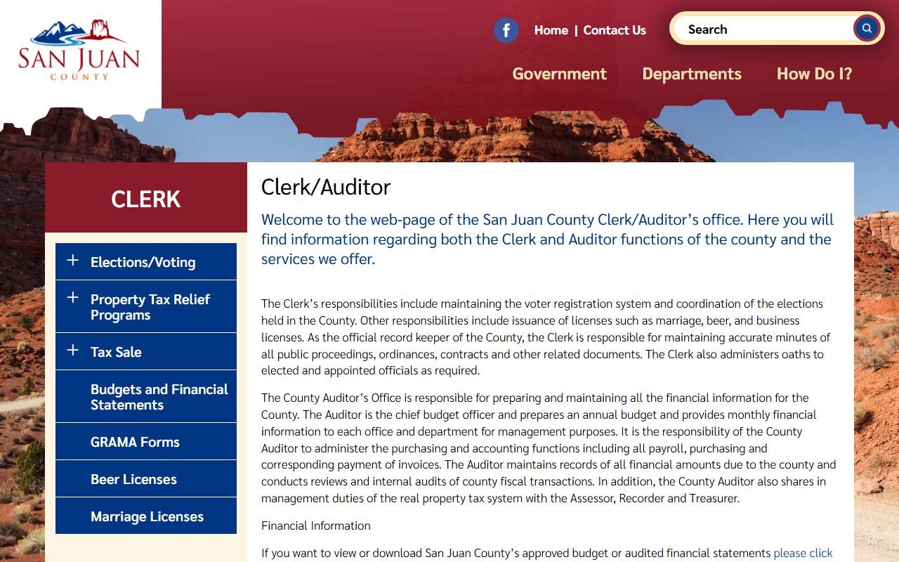San Juan County Marriage Records clerk auditor page