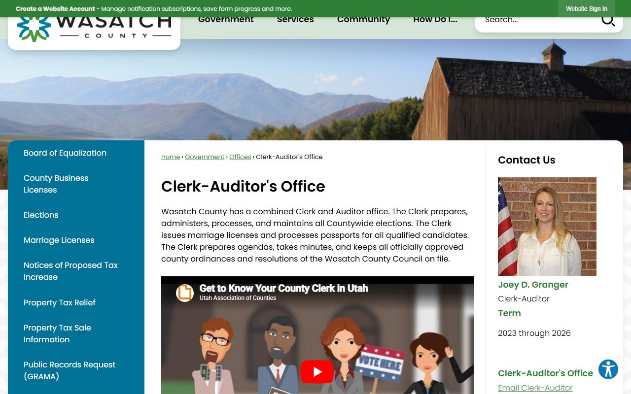 Wasatch County Marriage Records county clerk page