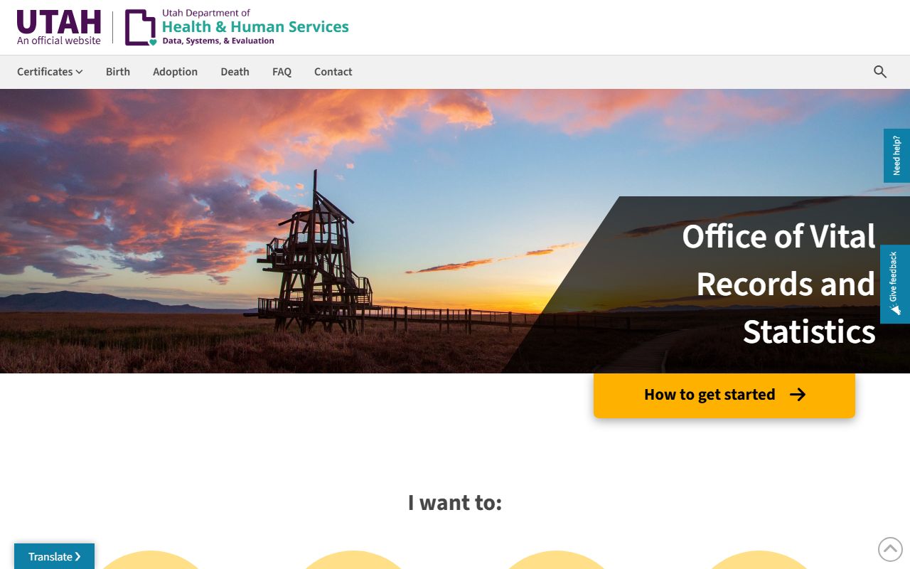 Utah Marriage Records state vital records portal